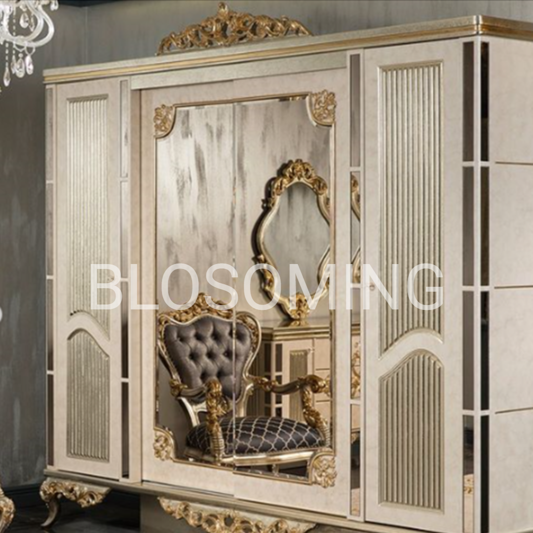 Premium Hand Crafted Bed Room Furniture (Grey Color)