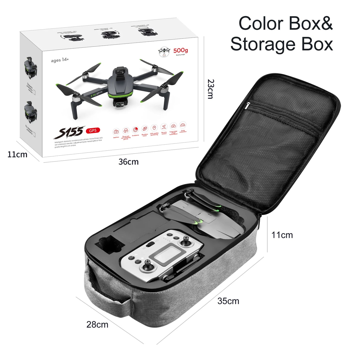 S155 Pro Max Drone 5G GPS Professional 8K HD Aerial Photography 3-Aixs-Gimbal Load 500g No/360 Obstacle Avoidance Quadrotor Dron