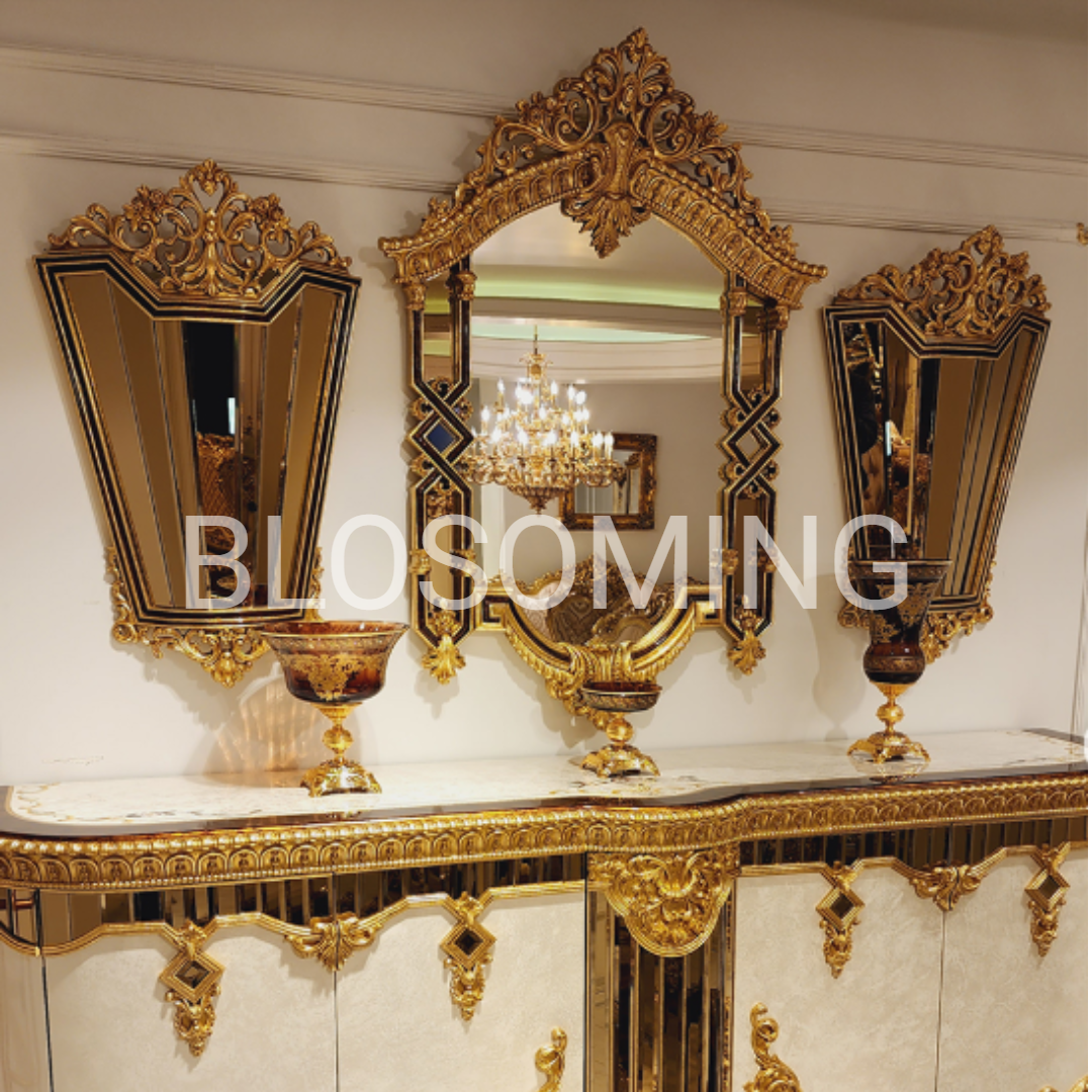 Premium Golden Hand Maded Bed Room Set