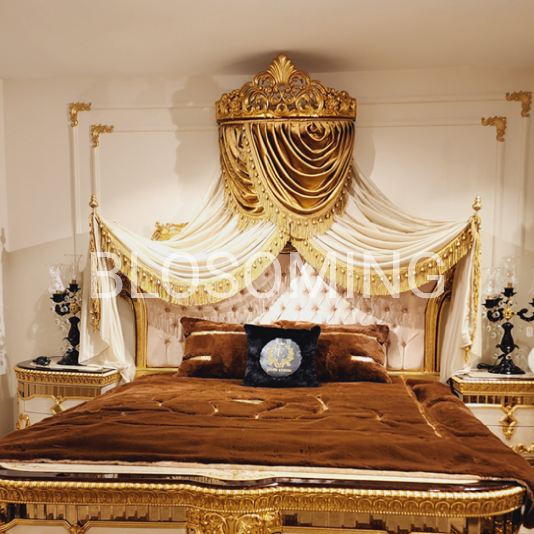 Premium Golden Hand Maded Bed Room Set
