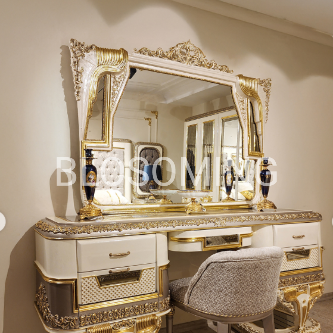 Luxery Golden Bed And Dinning Room Set
