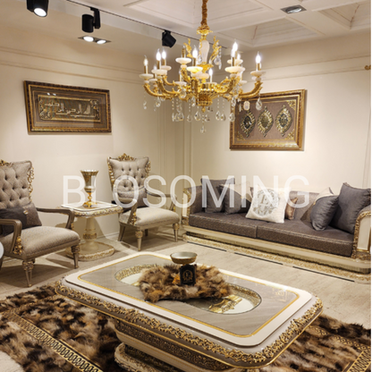 Luxery Golden Bed And Dinning Room Set