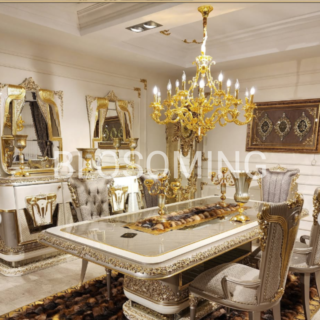 Luxery Golden Bed And Dinning Room Set