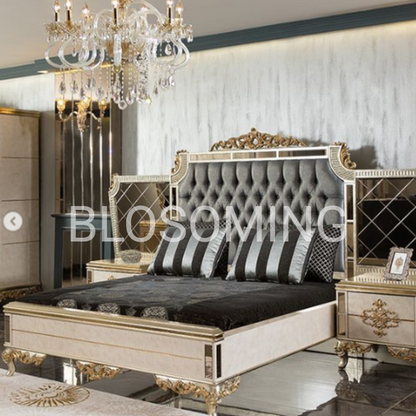 Premium Hand Crafted Bed Room Furniture (Grey Color)