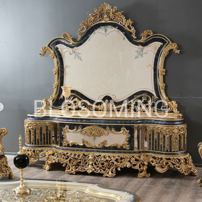 Classic Hand Maded  Dinning Room Set With (White & Gold) Color