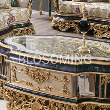 Classic Hand Maded  Dinning Room Set With (White & Gold) Color