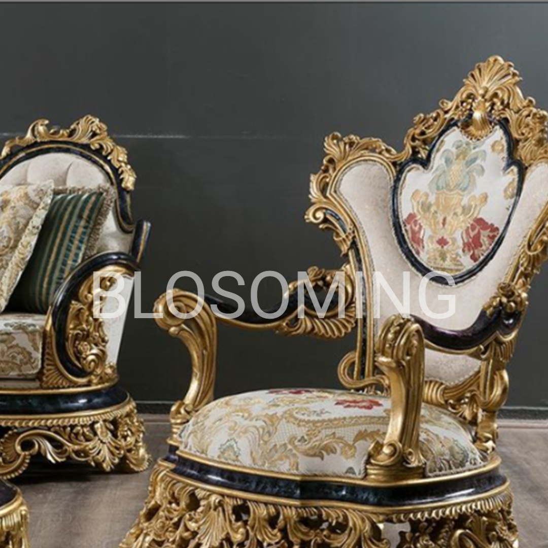Classic Hand Maded  Dinning Room Set With (White & Gold) Color