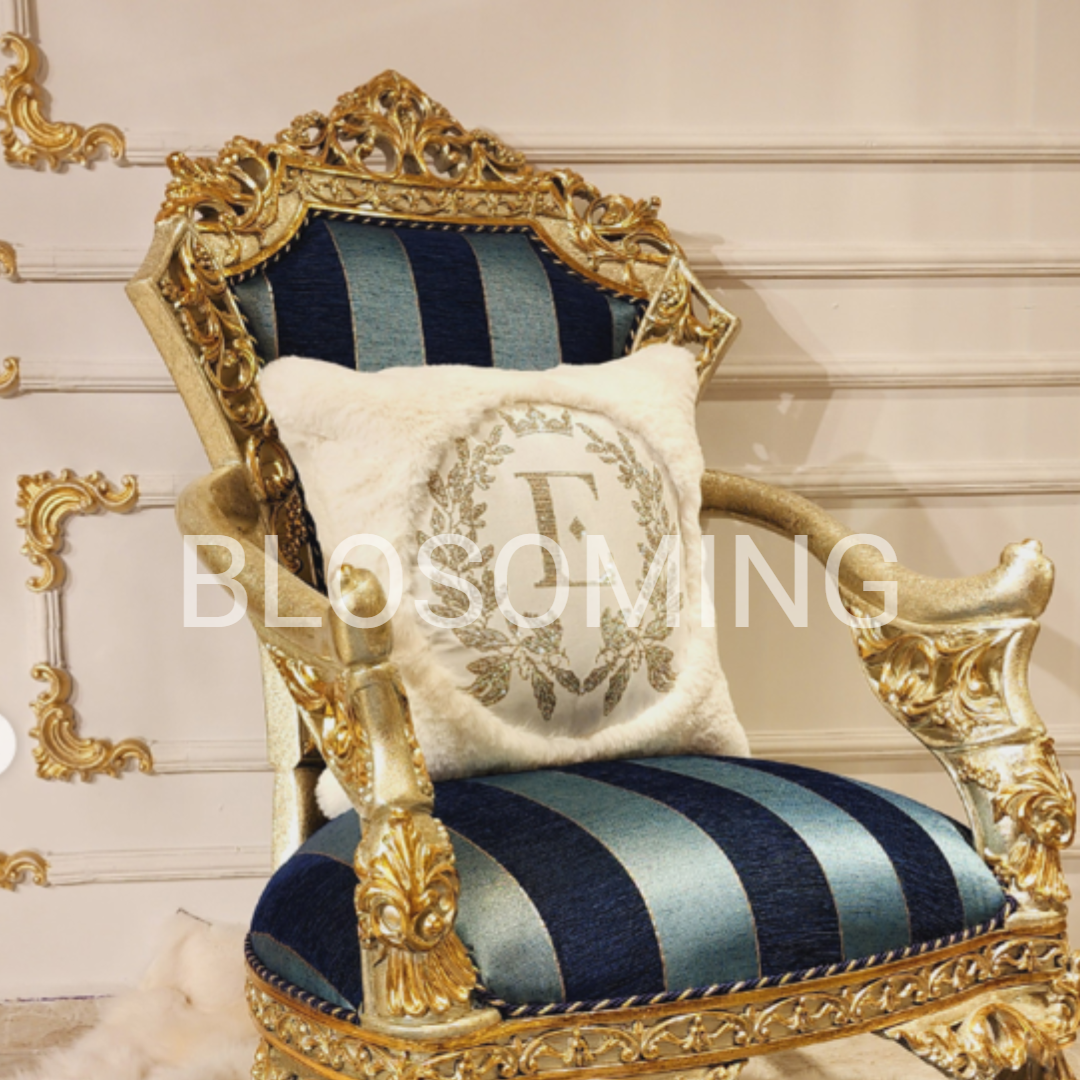 Luxery Bed Room Set ( Gold & Blue ) Color