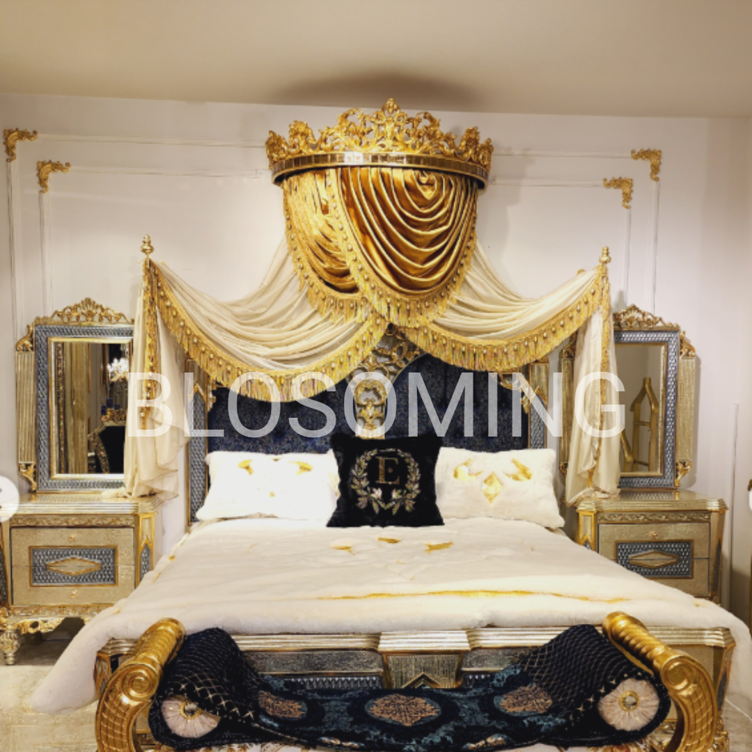 Luxery Bed Room Set ( Gold & Blue ) Color