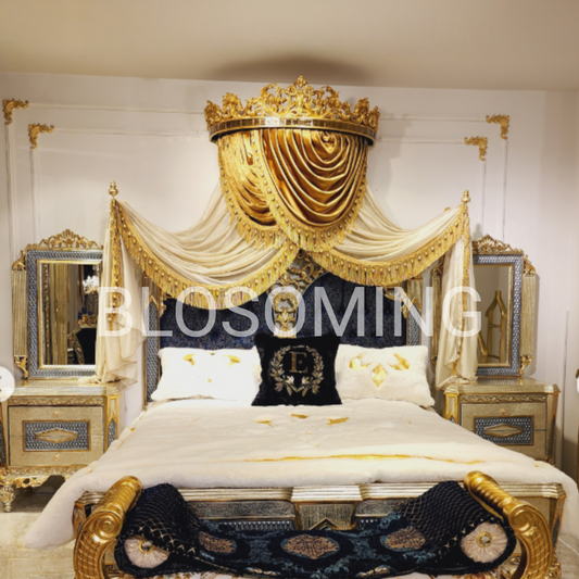 Luxery Bed Room Set ( Gold & Blue ) Color