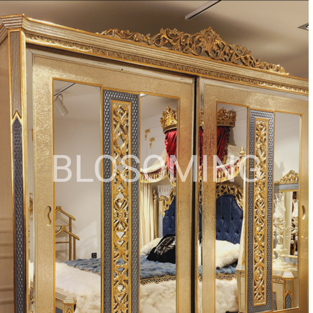 Luxery Bed Room Set ( Gold & Blue ) Color