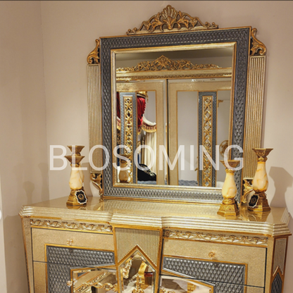 Luxery Bed Room Set ( Gold & Blue ) Color