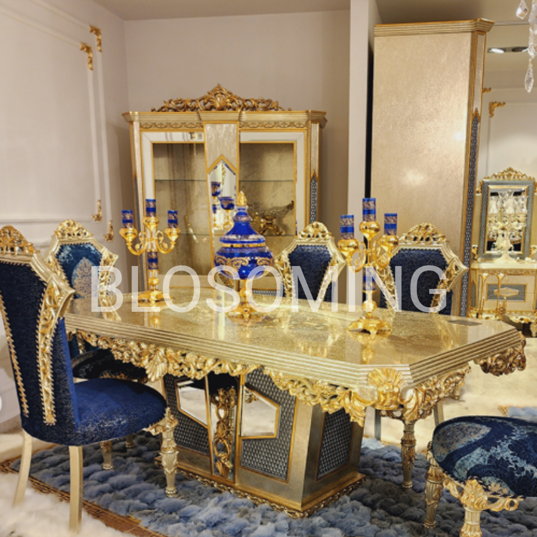 Luxery Bed Room Set ( Gold & Blue ) Color